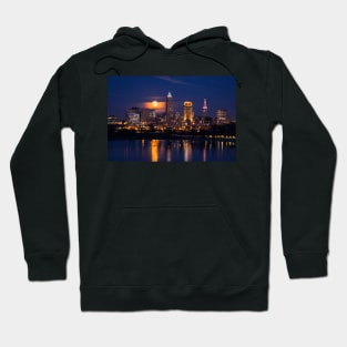 Full Moonrise Over Cleveland Hoodie